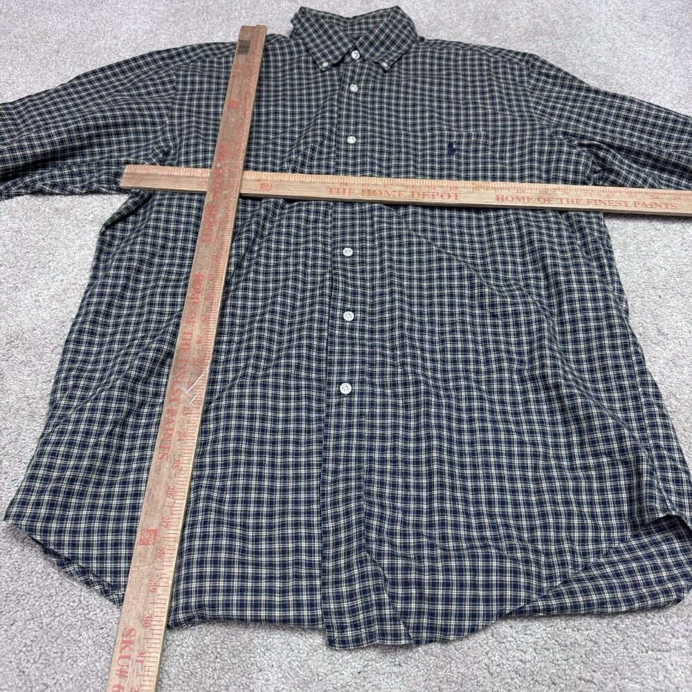 Ralph Lauren Button Down Shirt Classic Fit Blue Plaid Long Sleeve Men’s Medium - Picture 2 of 10